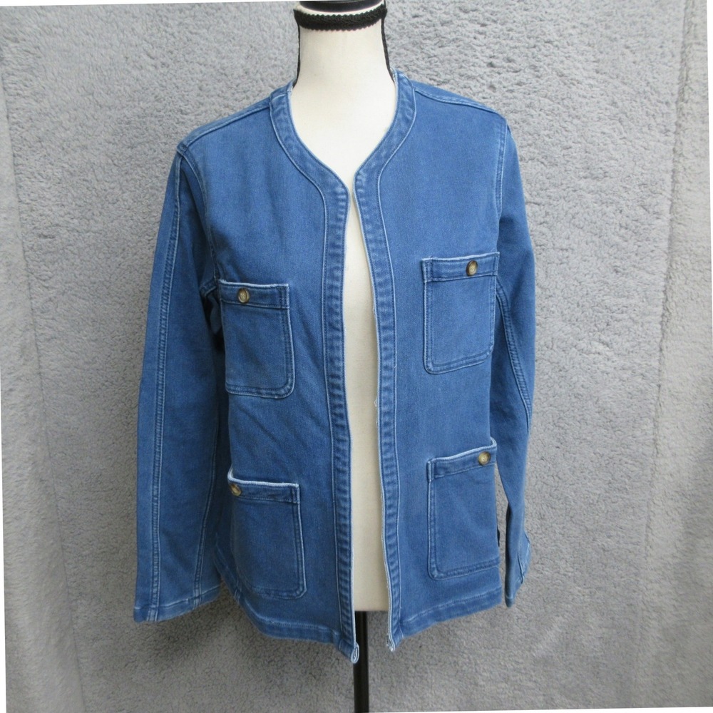 Draper & Damons Chore Jacket Womens 8 Blue Utility Workwear Coastal Officecore